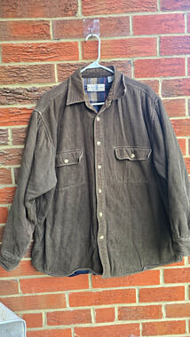 River Trader Men's XL Brown Corduroy Lined Button Jacket w/ Pockets